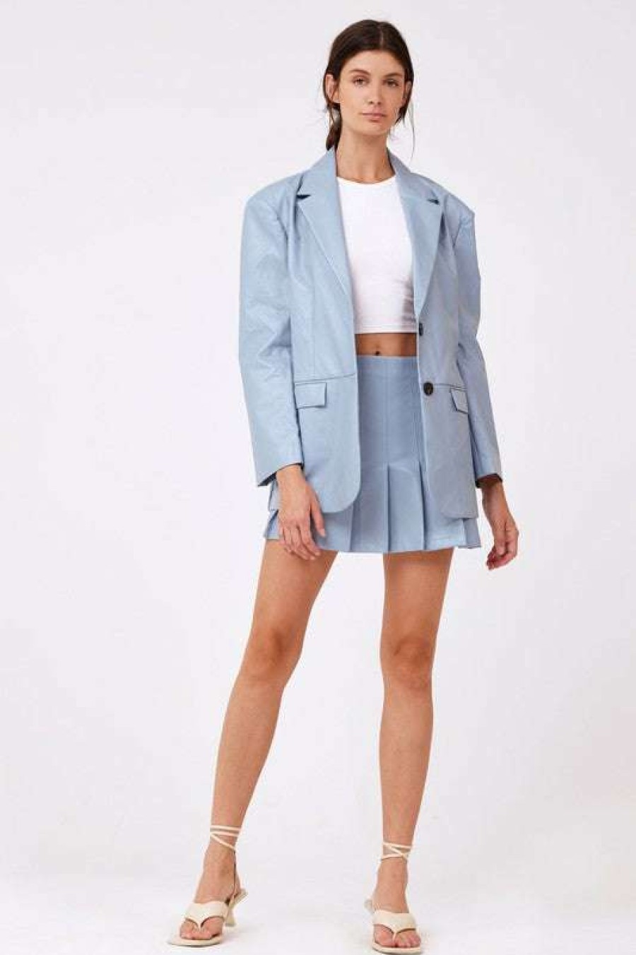 Clothing * | Especial Alex Pleather Blazer Sky