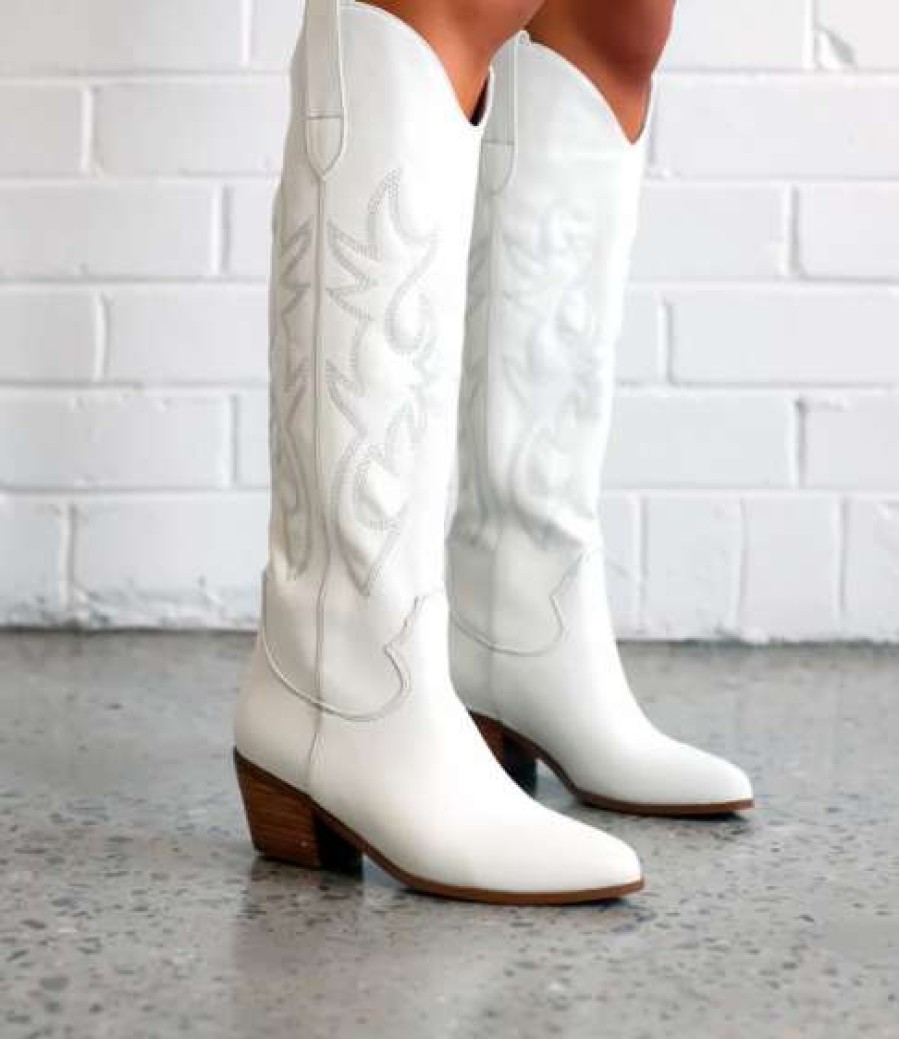 Shoes * | Unique Billini: Urson Cowboy Boot White