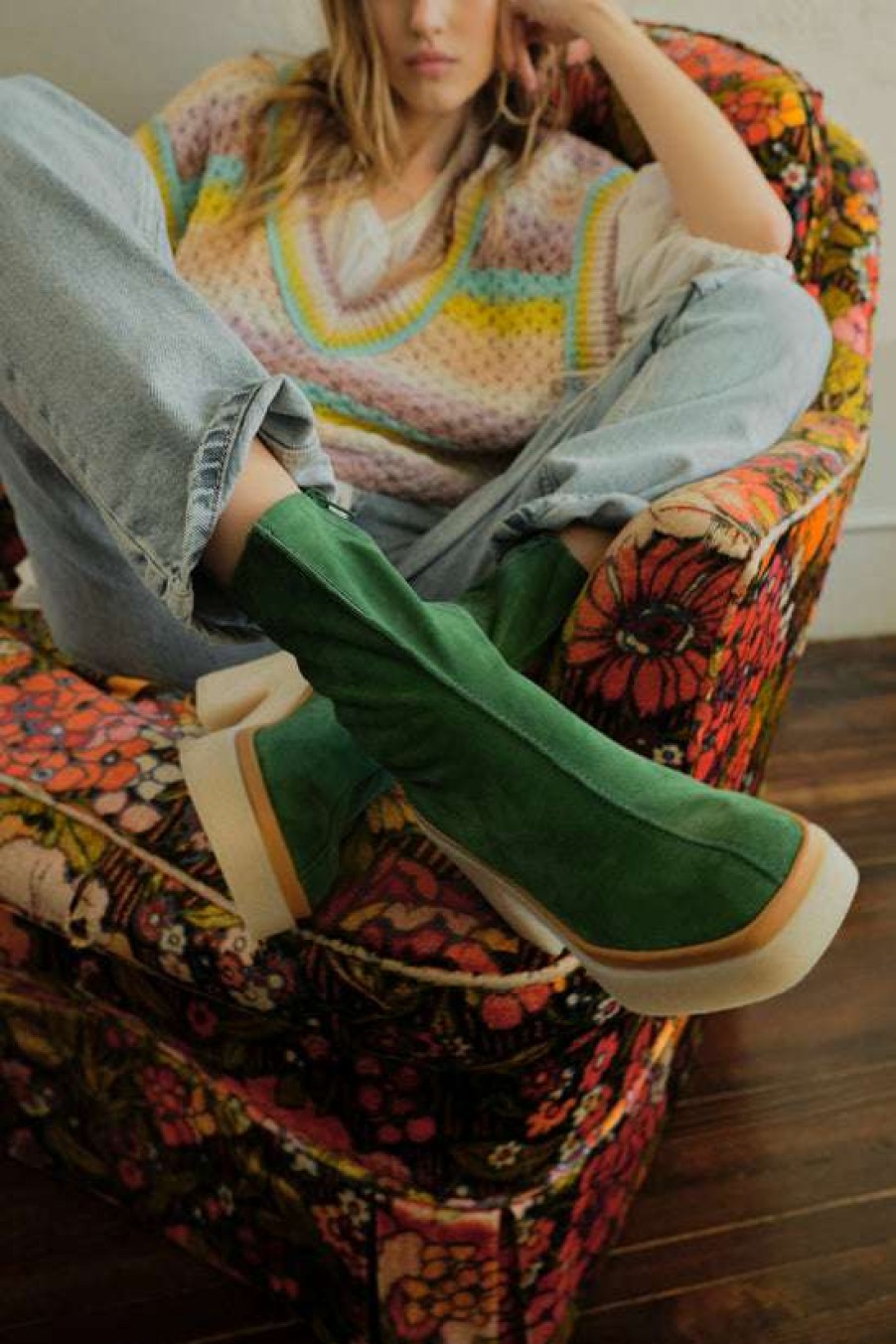 Shoes * | Hottest Free People: Gigi Ankle Boot Emerald Edge