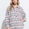 Clothing * | Fine Candor Striped Shacket Blue