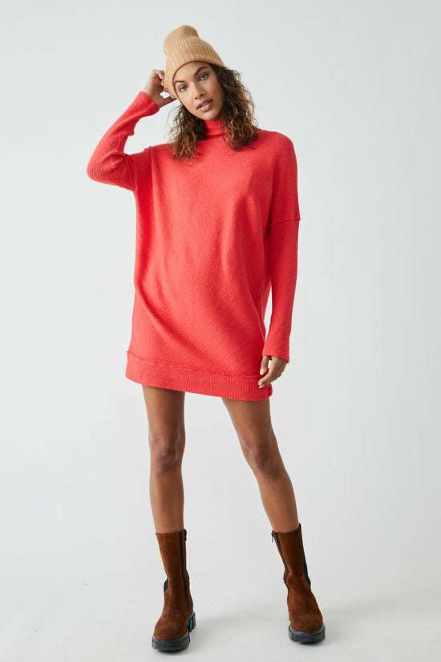 Clothing * | Latest Free People: Casey Tunic Fiery Red