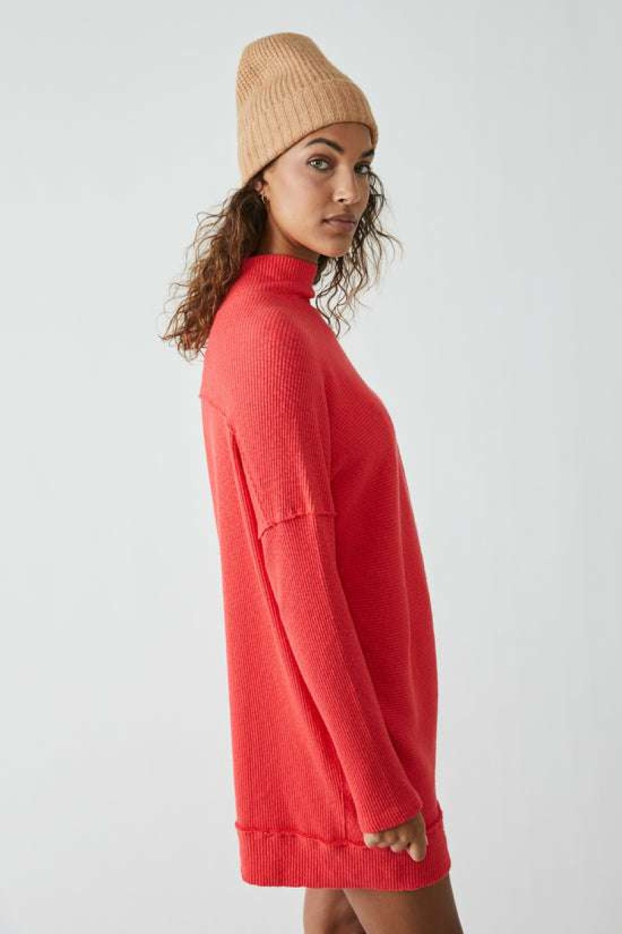 Clothing * | Latest Free People: Casey Tunic Fiery Red