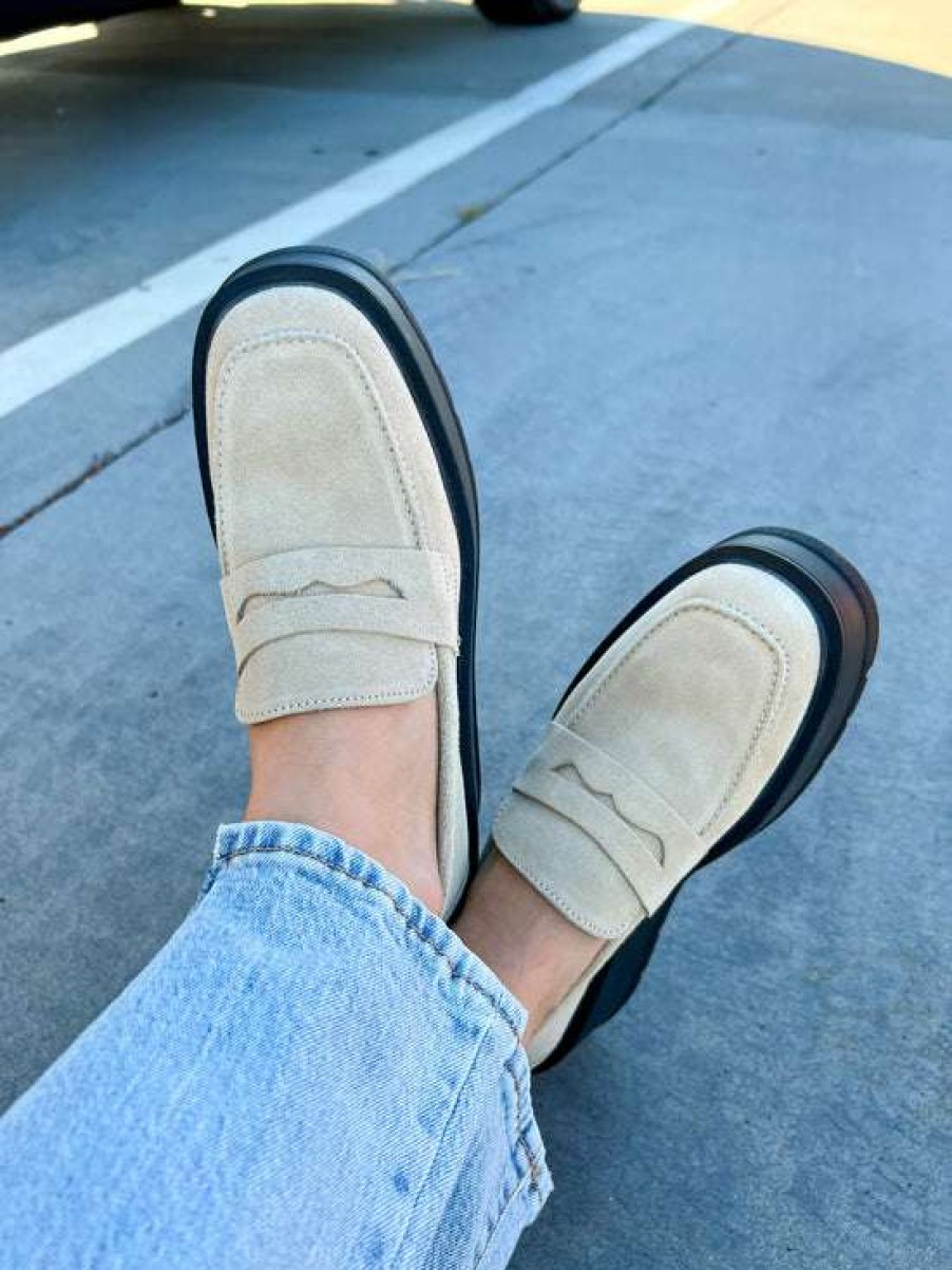 Shoes * | Diaphanous Free People: Nico Platform Loafer Cappuccino Suede