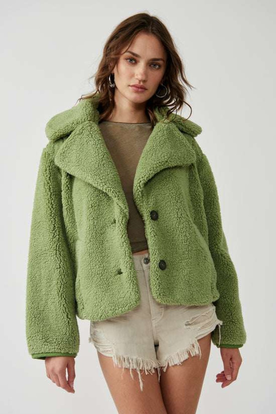 Clothing * | Latest Free People: Joplin Cozy Jacket Sweet Pistachio