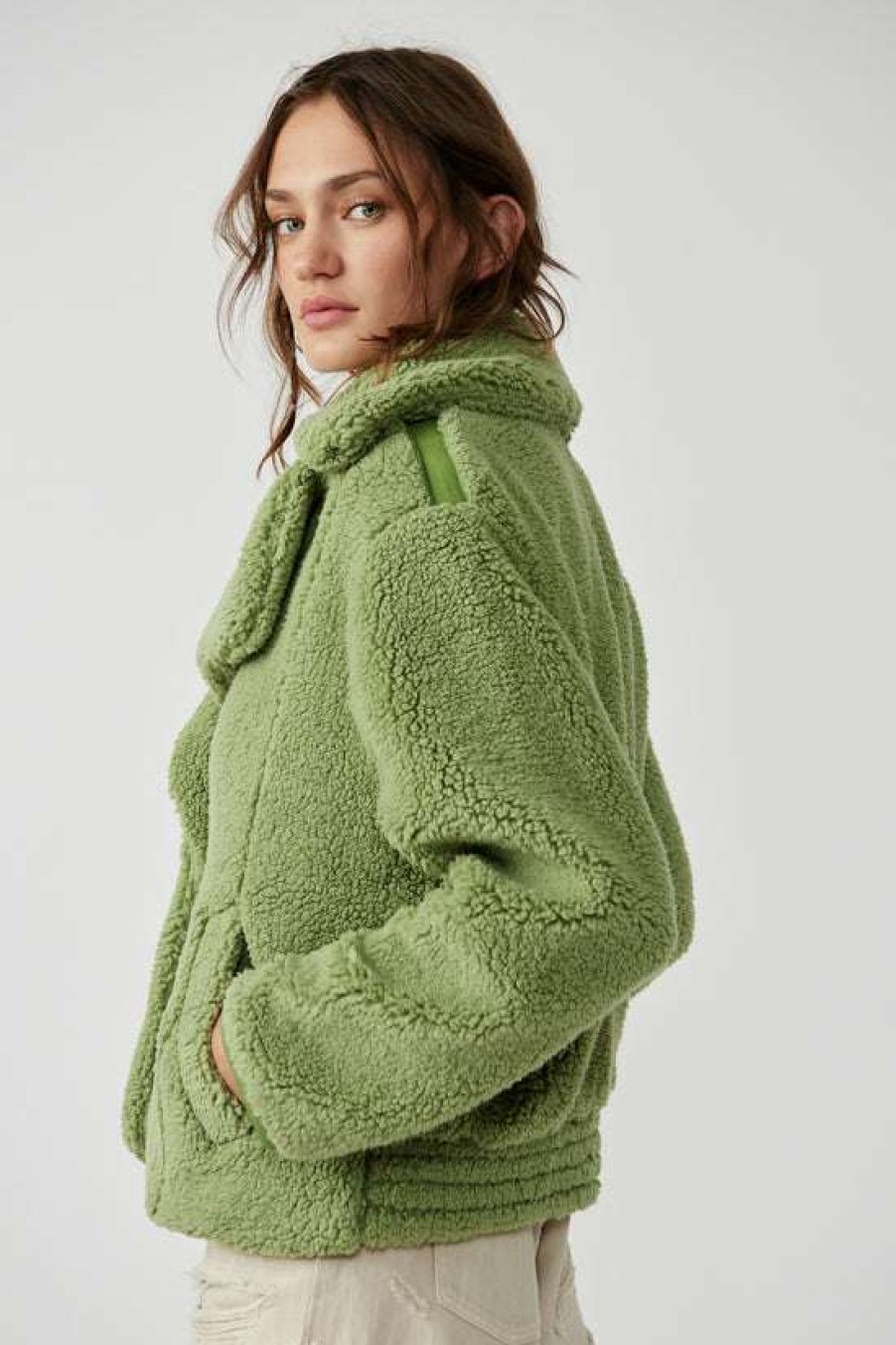 Clothing * | Latest Free People: Joplin Cozy Jacket Sweet Pistachio