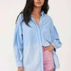 Clothing * | Unique Free People: Cool & Clean Button Down Blue Arrow