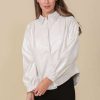 Clothing * | Particular Rocker Pleather Blouse Off White