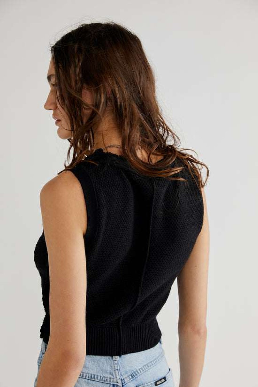 Clothing * | Unordinary Free People: Denson Cable Vest Black