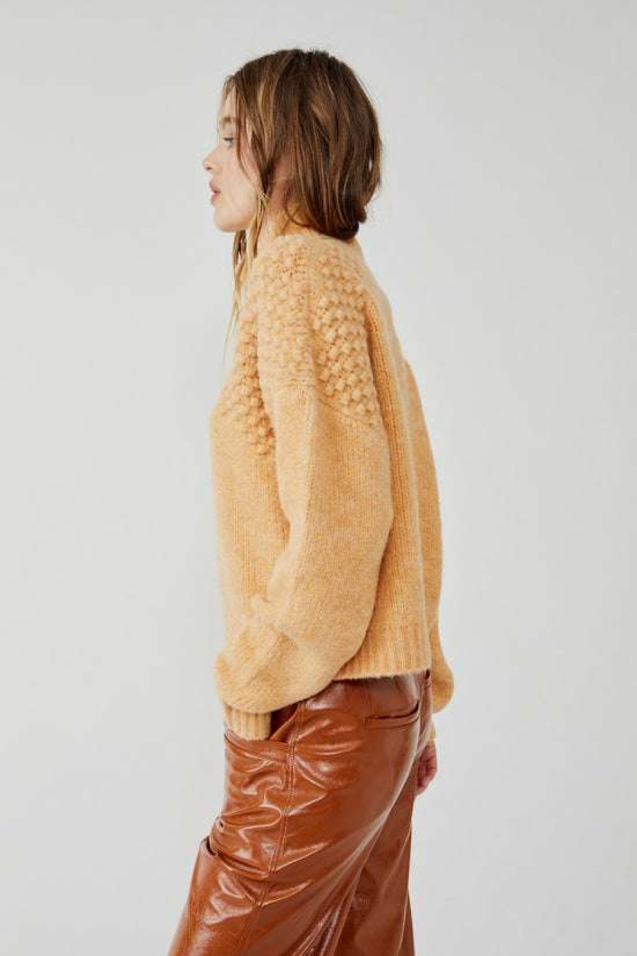 Clothing * | Comely Free People: Bradley Pullover Camel Heather