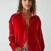 Clothing * | Fine Free People: Marianne Velvet Shirt Fiery Red