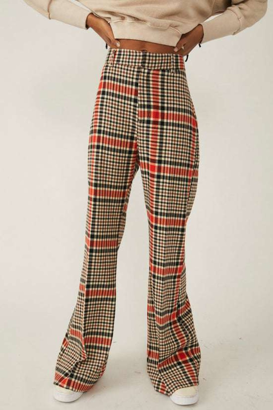 Clothing * | Exquisite Free People: Plaid Jules Pant Rust Combo