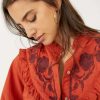 Clothing * | Comely Free People: Rose Vines Embroidered Top Iron