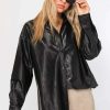 Clothing * | Beautiful Hughes Faux Leather Shirt Black