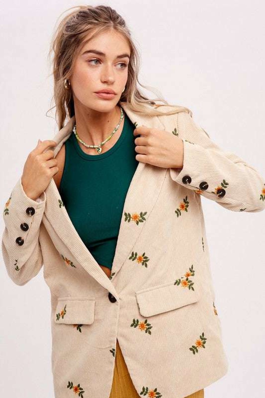 Clothing * | Particular Wildflower Corded Blazer Natural