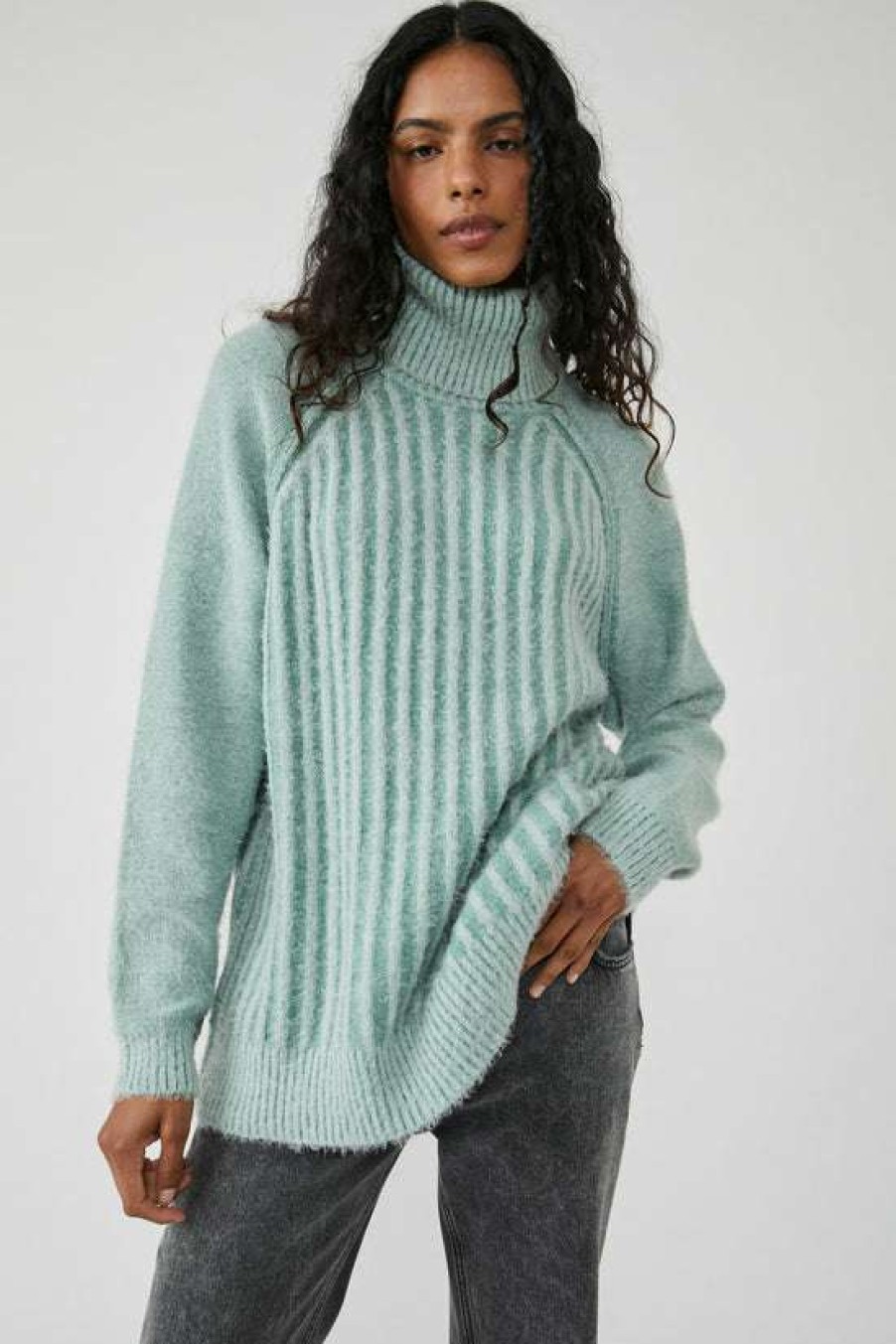 Clothing * | Fair Free People: Big City Turtleneck Sea Spruce