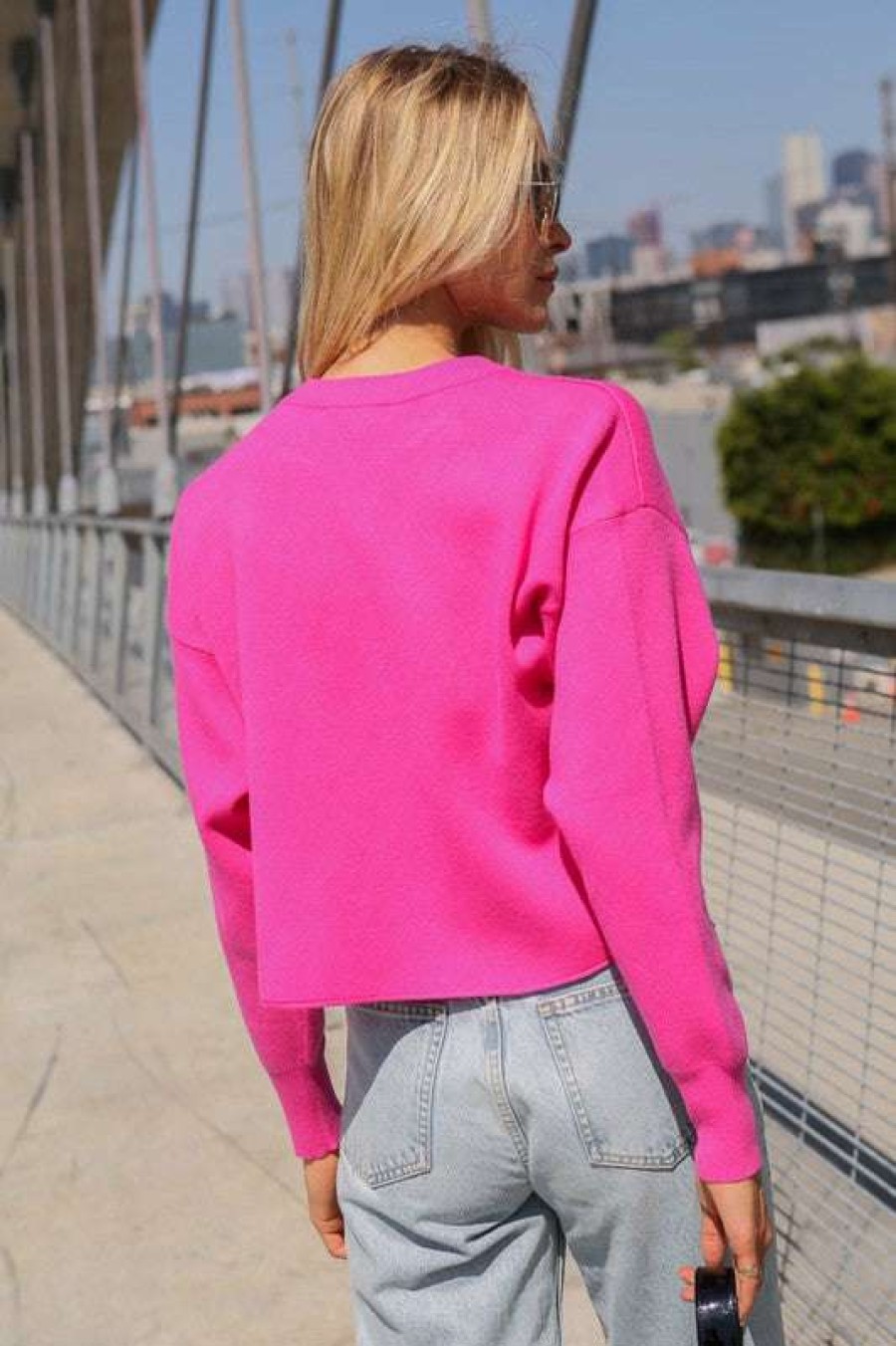 Clothing * | Hottest Hollywood Sweater Fuchsia