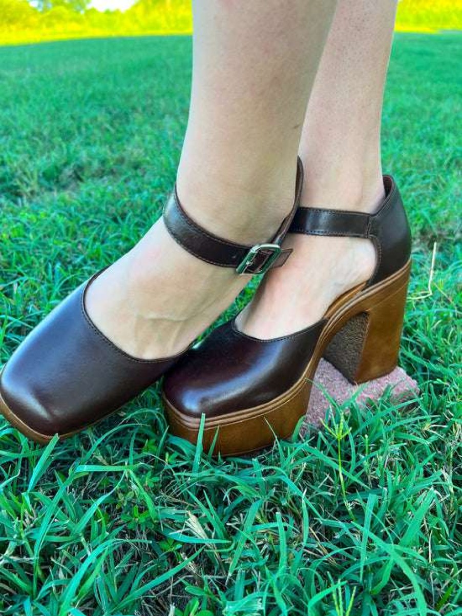 Shoes * | Authentic Free People: Gwen Platform Mary Jane Pecan