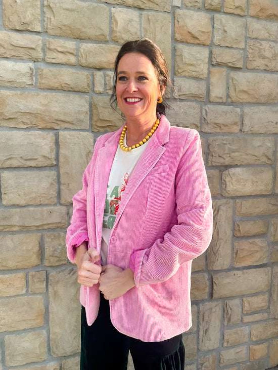 Clothing * | Beautiful Deb Corduroy Blazer Pink