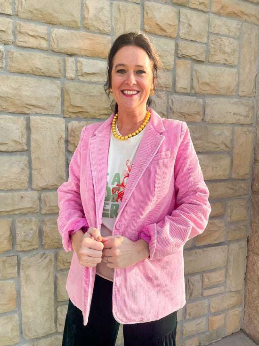 Clothing * | Beautiful Deb Corduroy Blazer Pink