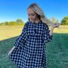 Clothing * | Unordinary Mackenzie Puff Plaid Dress Black