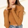 Clothing * | Beautiful Bond Cropped Turtleneck Brown Sugar