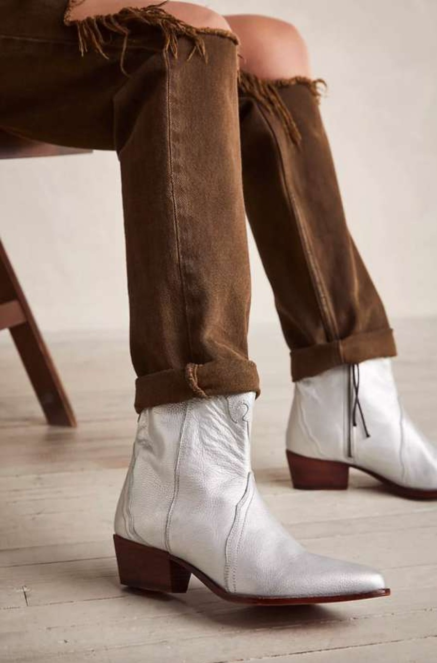 Shoes * | Latest Free People: New Frontier Western Boot Silver