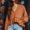 Clothing * | Latest Esmeralda Ruffled Top Mocha