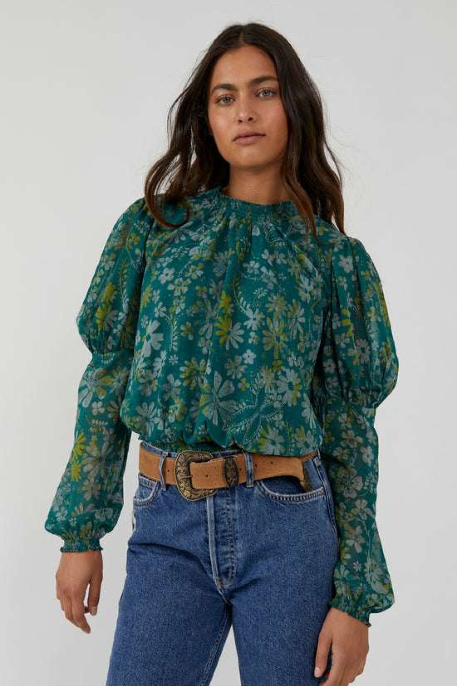 Clothing * | Unique Free People: Clarissa Printed Top Sea Combo