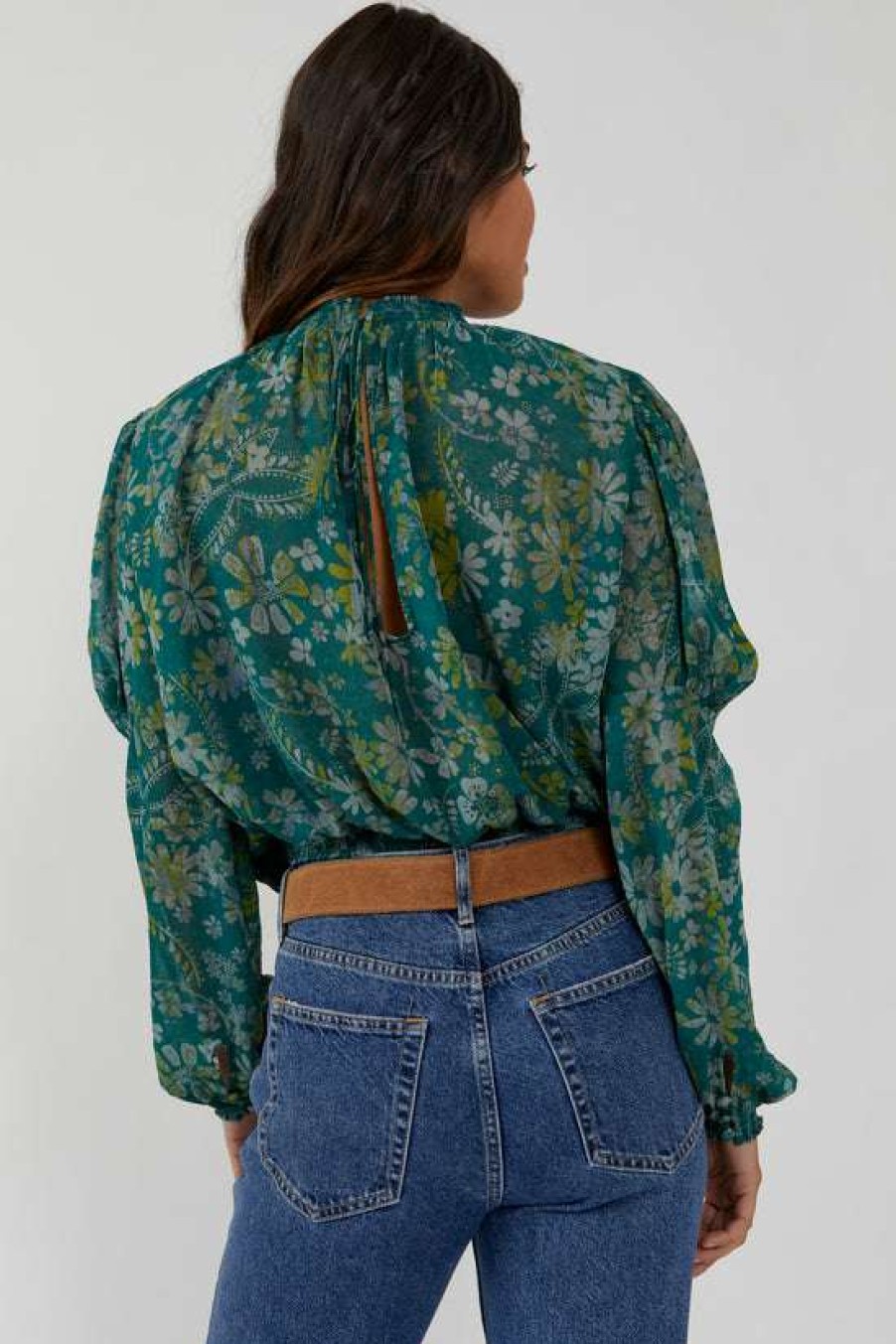 Clothing * | Unique Free People: Clarissa Printed Top Sea Combo