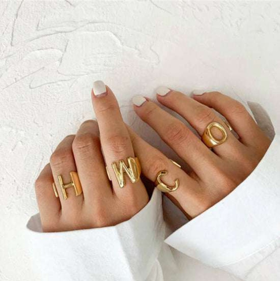 Accessories * | Fair Gold Statement Initial Ring