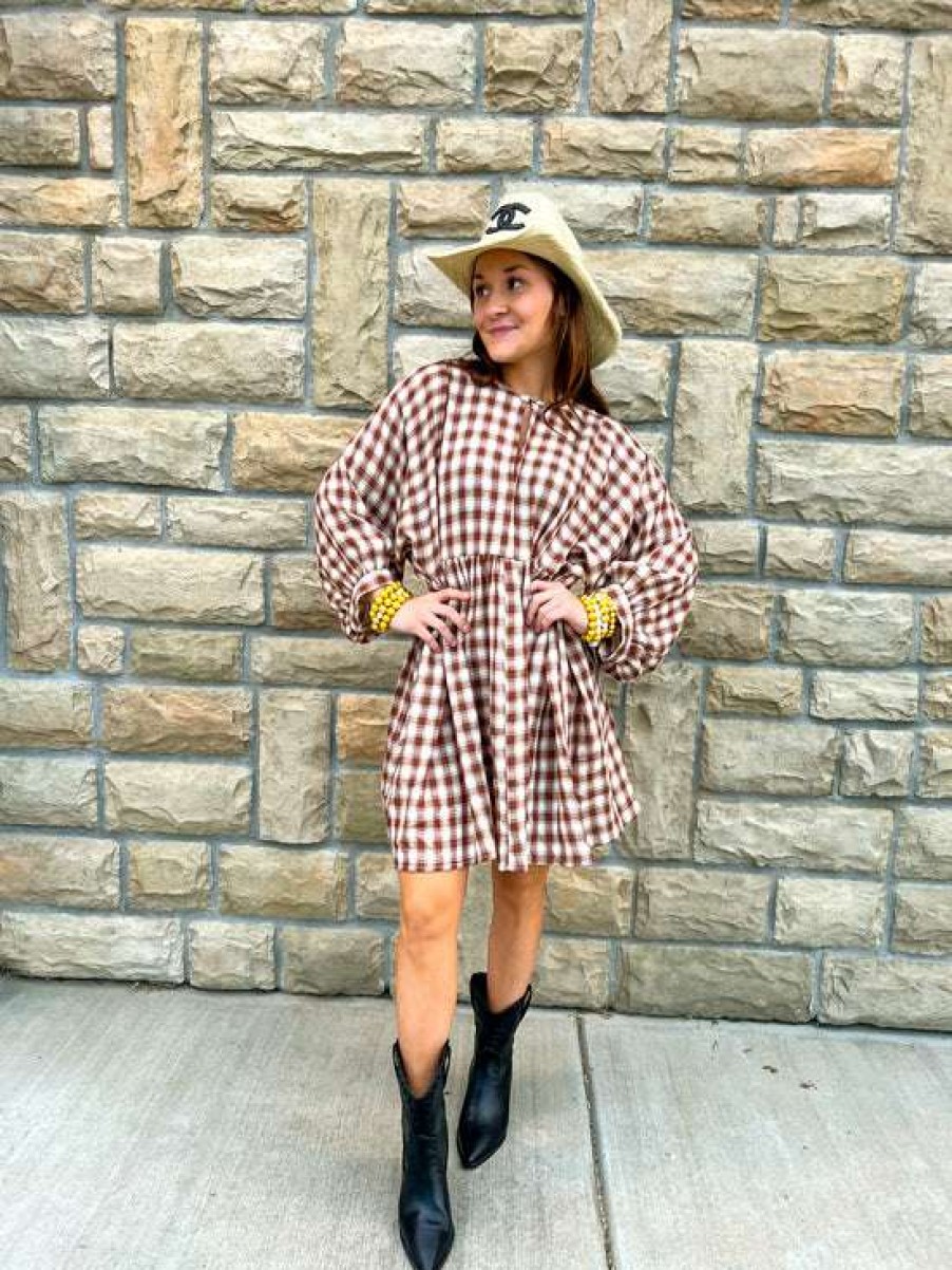 Clothing * | Unordinary Hickory Plaid Tunic Brown/Ecru