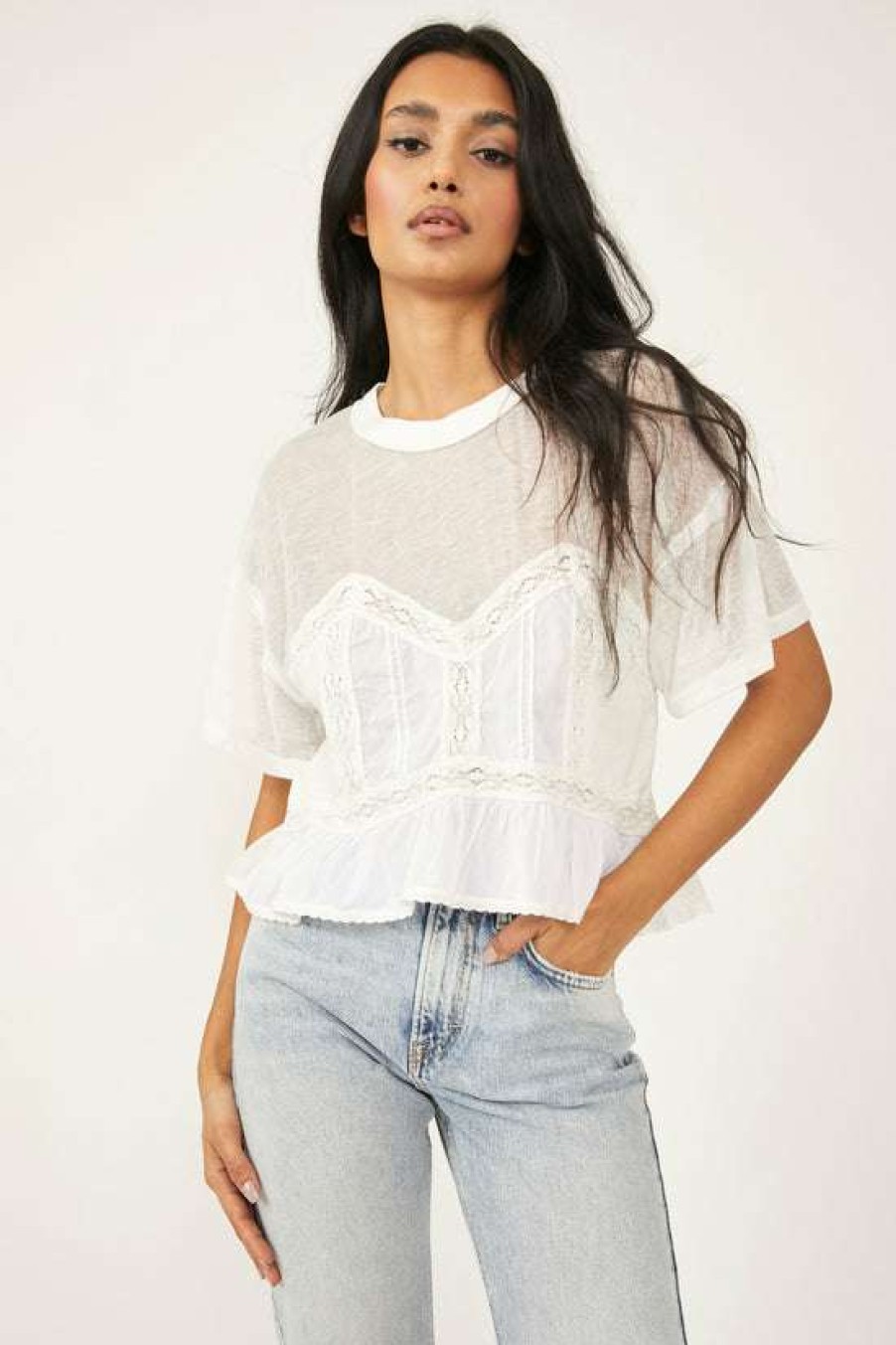 Clothing * | Particular Free People: Fall In Love Tee Ivory