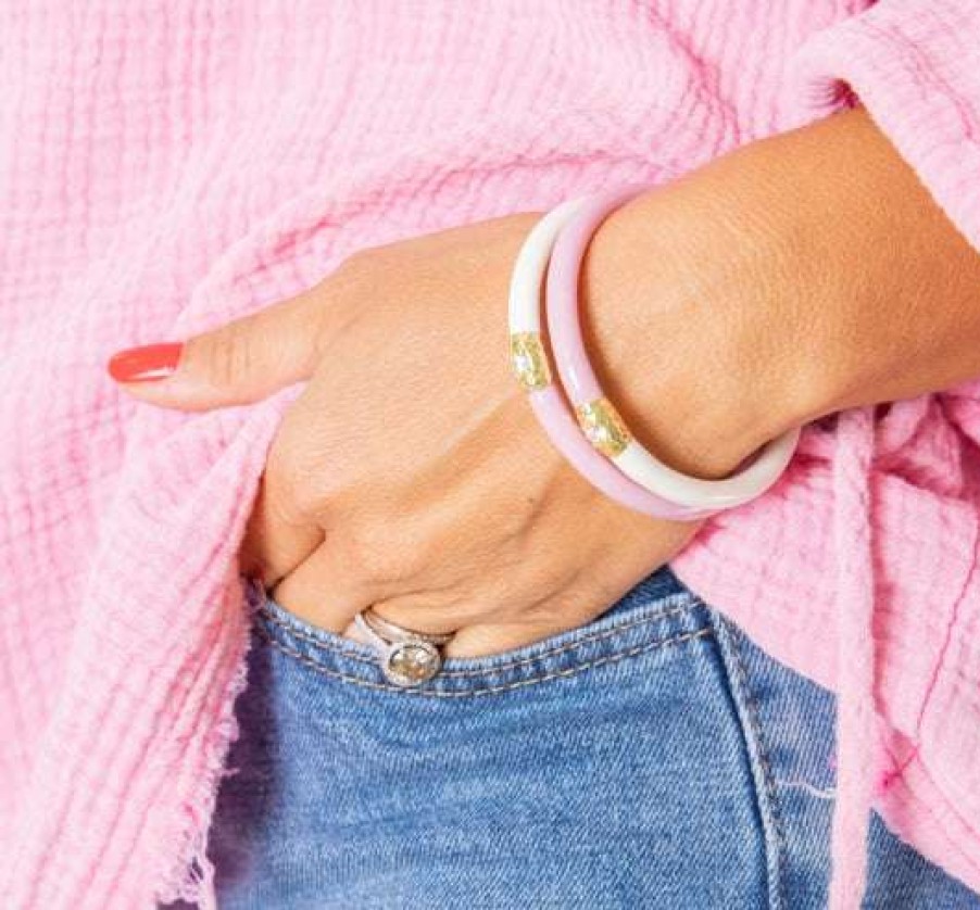 Accessories * | Comely Bf Doorbuster Budhagirl: Yin Yang All Weather Bangles Pink & Ivory