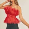 Clothing * | Hottest Dickson Tulle Top Red