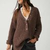 Clothing * | Fine Free People: Whistle Thermal Henley Brownstone