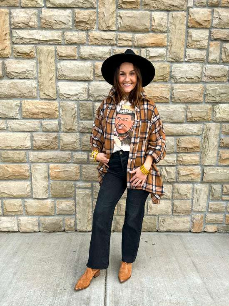 Clothing * | Exceptional Hayride Plaid Top Camel