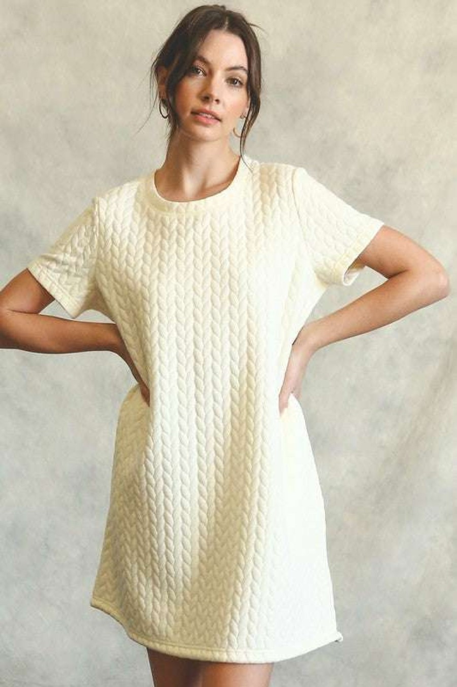 Clothing * | Unique Easy Come Easy Go Cable Dress Cream