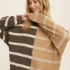 Clothing * | Exceptional Swipe Right Sweater Taupe/Charcoal