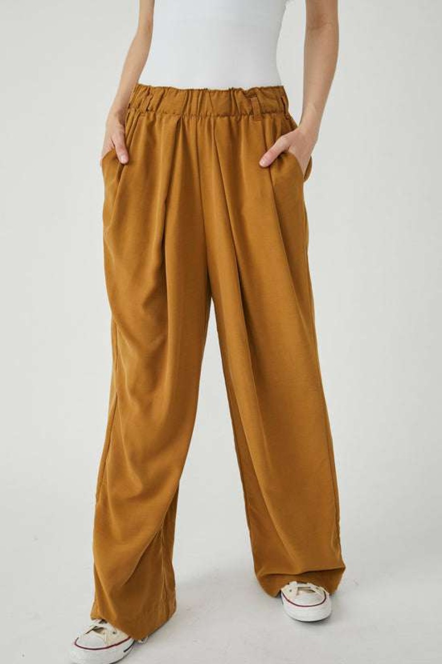 Clothing * | Unordinary Free People: Nothing To Say Pleated Trouser Tiger Eye