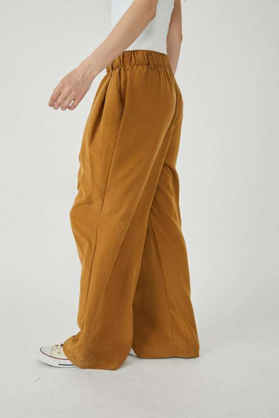 Clothing * | Unordinary Free People: Nothing To Say Pleated Trouser Tiger Eye