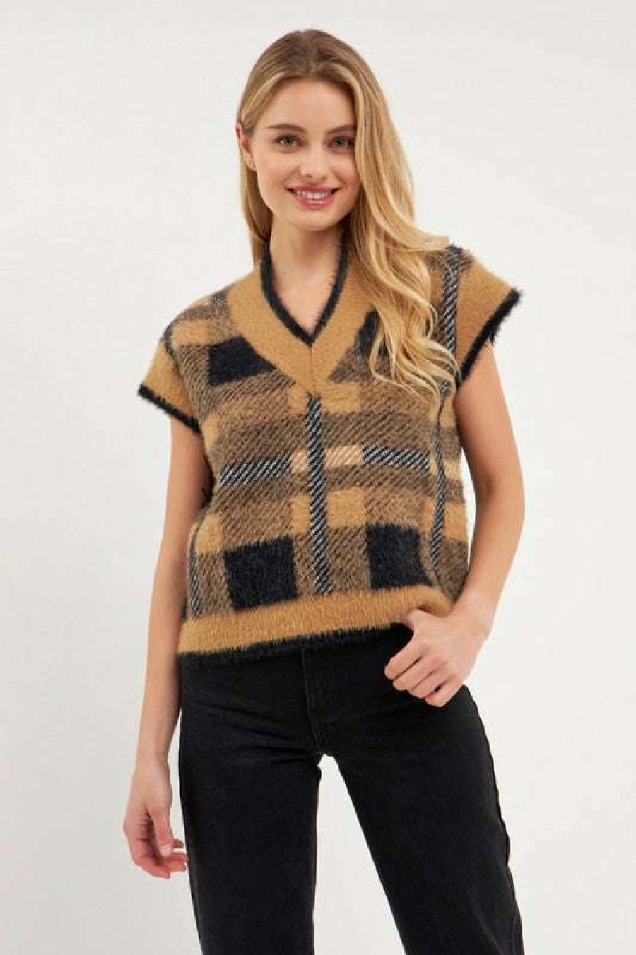 Clothing * | Particular English Factory: Tonya Mohair Vest Camel