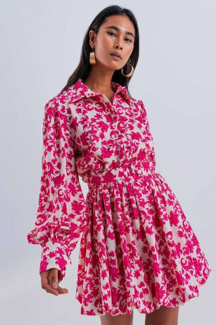 Clothing * | Exceptional Pink Party Printed Dress