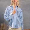 Clothing * | Exceptional Preppy Pinstripe Top Blue/Wine