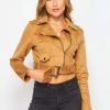 Clothing * | Fair Celine Suede Moto Jacket Camel