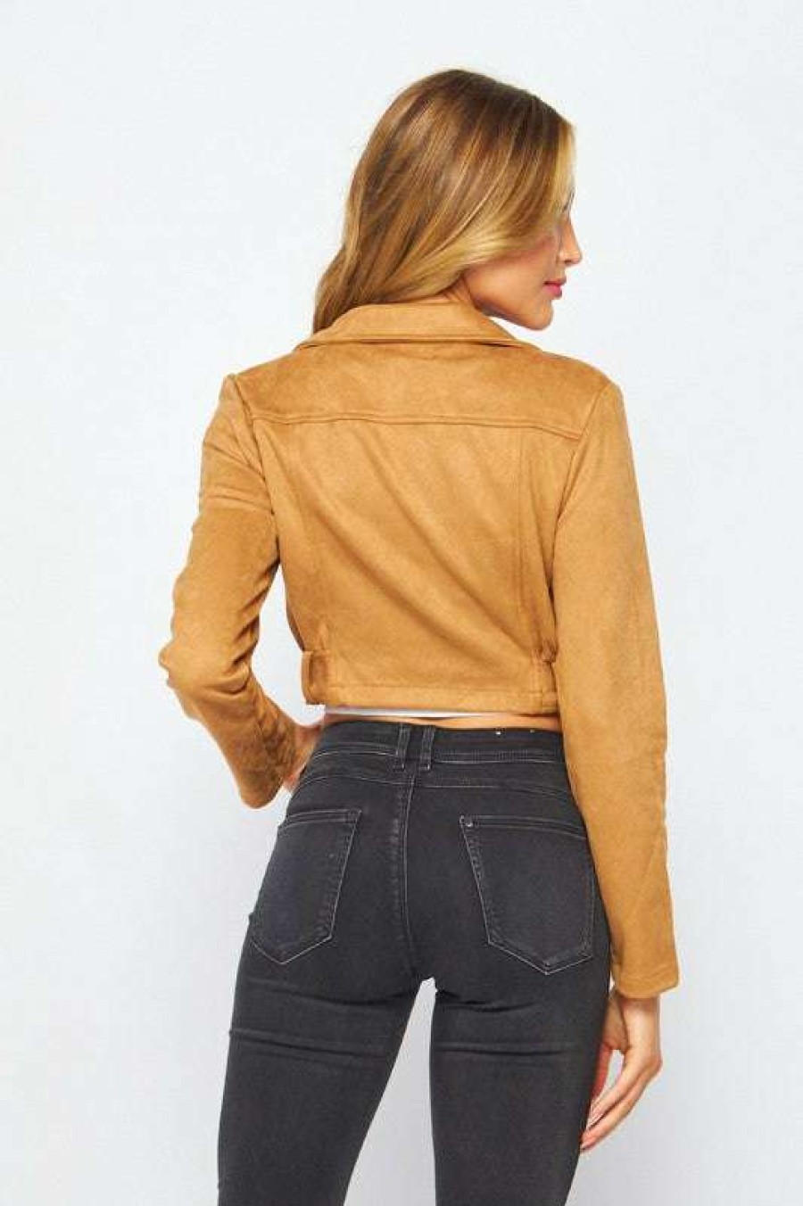 Clothing * | Fair Celine Suede Moto Jacket Camel